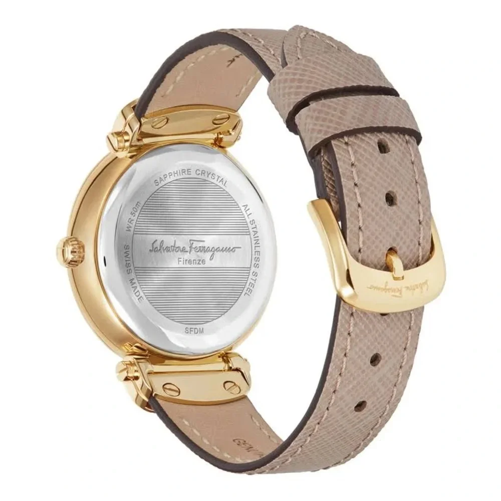 Salvatore Ferragamo Style Ladies Quartz Watch Pink Mother of Pearl Dial
